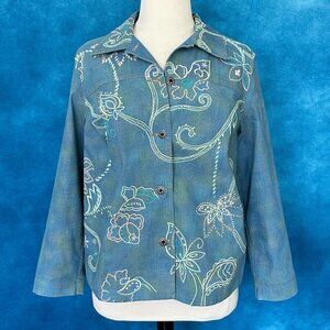 Napa Valley Denim Embroidered Button-Up Jacket, 16W